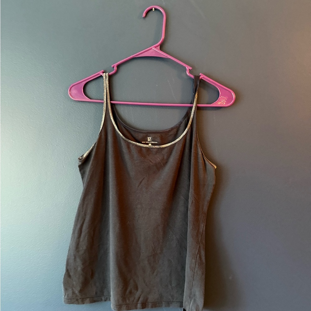 New York & Company Navy Camisole with Silver Trim